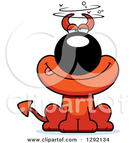 Clipart of a Cartoon Dizzy or Drunk Devil Dog - Royalty Free Vector Illustration by Cory Thoman