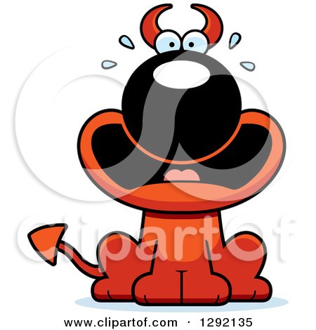 Clipart of a Cartoon Scared Screaming Devil Dog - Royalty Free Vector Illustration by Cory Thoman