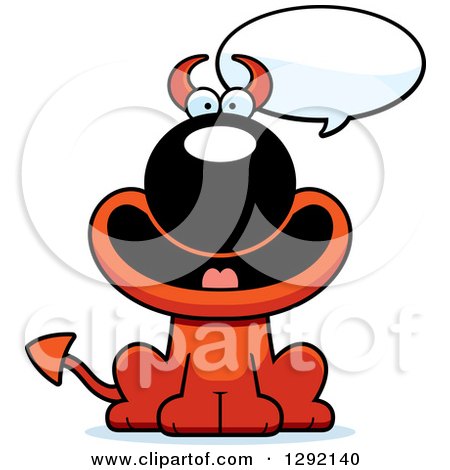 Clipart of a Cartoon Talking Happy Devil Dog - Royalty Free Vector Illustration by Cory Thoman