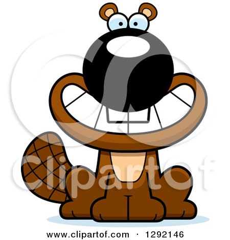 Clipart of a Cartoon Grinning Happy Beaver - Royalty Free Vector Illustration by Cory Thoman