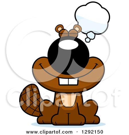 Clipart of a Cartoon Happy Dreaming or Thinking Beaver - Royalty Free Vector Illustration by Cory Thoman
