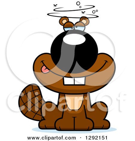 Clipart of a Cartoon Dizzy or Drunk Beaver - Royalty Free Vector Illustration by Cory Thoman