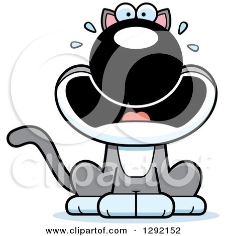 Clipart of a Cartoon Scared Screaming Gray and White Cat - Royalty Free Vector Illustration by Cory Thoman