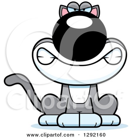 Clipart of a Cartoon Mad Gray and White Cat - Royalty Free Vector Illustration by Cory Thoman