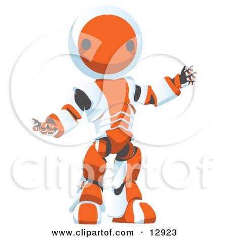 Friendly Orange Metal Robot Clipart Illustration by Leo Blanchette