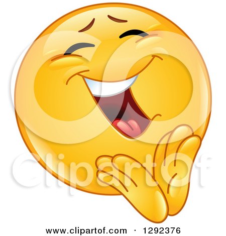 Cartoon Clipart of a Yellow Smiley Face Emoticon Cheerfully Clapping - Royalty Free Vector Illustration by yayayoyo
