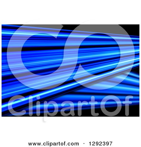 Clipart of a Background of Blue Speed Lines on Black - Royalty Free Illustration by oboy
