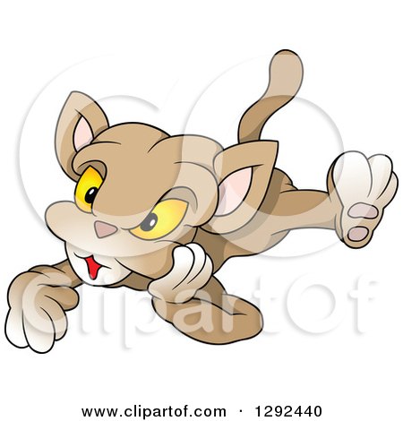 Clipart of a Brown Cat Resting His Cheek in His Hand - Royalty Free Vector Illustration by dero