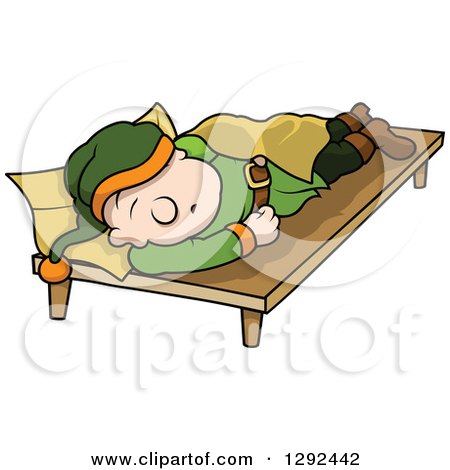 Clipart of a Cartoon Tired Dwarf Sleeping - Royalty Free Vector Illustration by dero