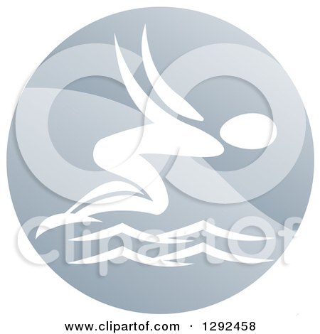 Clipart of a White Swimmer Diving in a Circle - Royalty Free Vector Illustration by AtStockIllustration