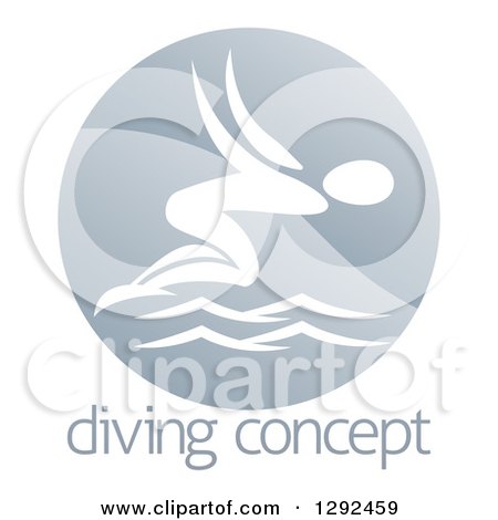 Clipart of a White Swimmer Diving in a Circle over Sample Text - Royalty Free Vector Illustration by AtStockIllustration