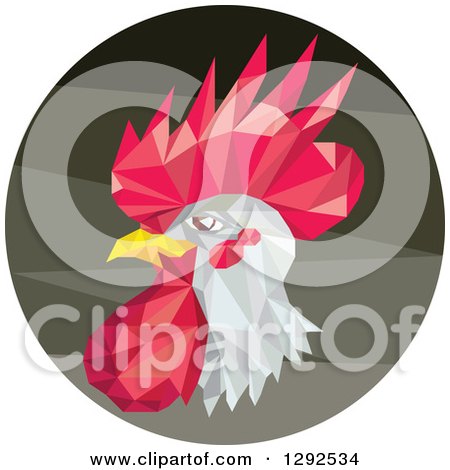 Clipart of a Geometric Profiled Rooster Head in an Abstract Circle - Royalty Free Vector Illustration by patrimonio