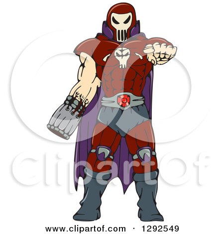 Clipart of a Cartoon Skull Faced Warrior Pointing Outwards - Royalty Free Vector Illustration by patrimonio