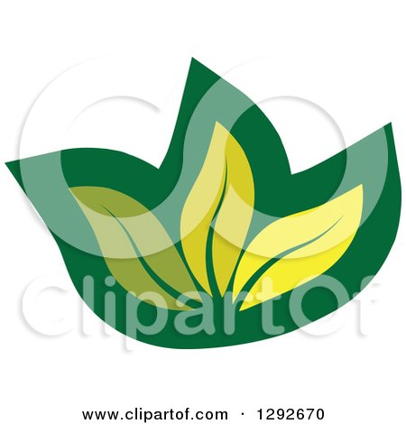 Clipart of a Green Leaf Design with Three Leaves - Royalty Free Vector Illustration by ColorMagic