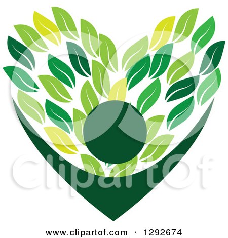Clipart of a Cheering Person with Arms Framing a Love Heart Made of Green Leaves - Royalty Free Vector Illustration by ColorMagic