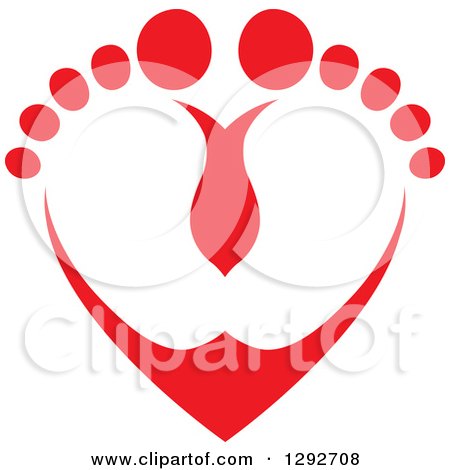Clipart of a Red Baby Toes and Feet Forming a Heart - Royalty Free Vector Illustration by ColorMagic