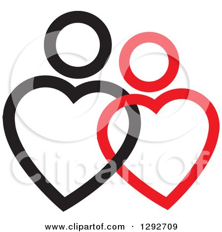 Clipart of a Black and Red Entwined Heart Shaped Couple - Royalty Free Vector Illustration by ColorMagic