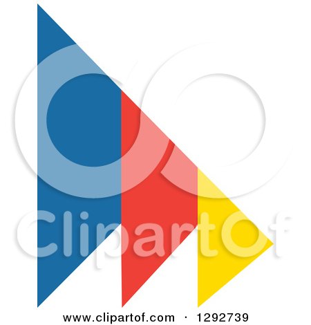 Clipart of a Trio of Flat Design Blue Red and Yellow Arrows - Royalty Free Vector Illustration by ColorMagic