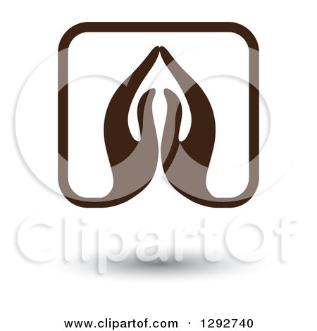 Clipart of a Pair of Brown Prayer or Namaste Hands Forming a Floating Square - Royalty Free Vector Illustration by ColorMagic