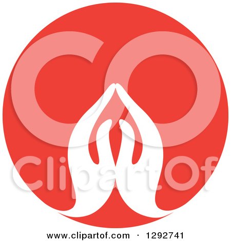 Clipart of a Pair of White Prayer or Namaste Hands in a Red Circle - Royalty Free Vector Illustration by ColorMagic