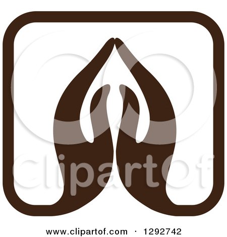 Clipart of a Pair of Brown Prayer or Namaste Hands Forming a Square - Royalty Free Vector Illustration by ColorMagic