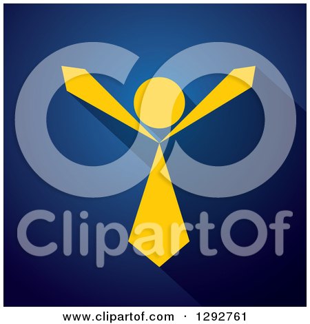 Clipart of a Flag Design Yellow Businessman Cheering over Blue - Royalty Free Vector Illustration by ColorMagic