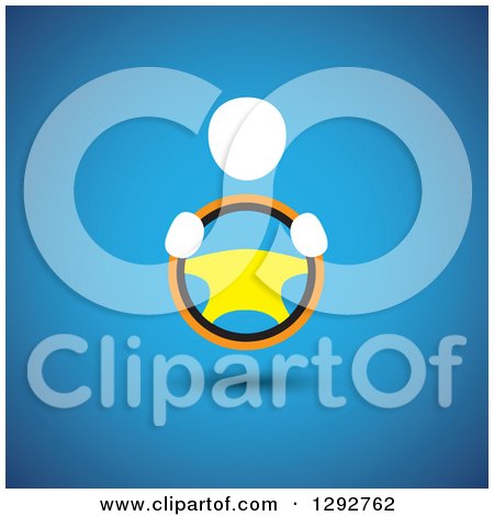 Clipart of a White Person with Hands on a Steering Wheel over Blue - Royalty Free Vector Illustration by ColorMagic