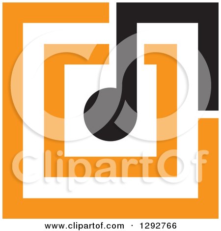 Clipart of a Black Music Note Merched into Orange Squares - Royalty Free Vector Illustration by ColorMagic