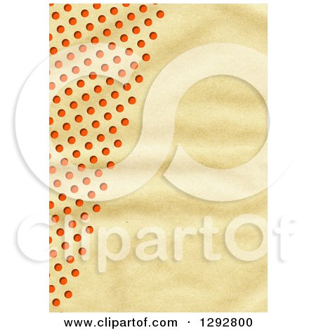 Clipart of a Textured Antique Paper Background with Red Polka Dots - Royalty Free Illustration by Prawny