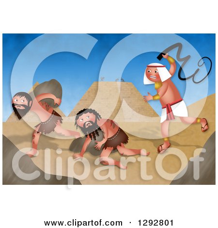 Clipart of a Passover Scene of Jewish Slaves Being Treated Cruelly by Egyptians - Royalty Free Illustration by Prawny