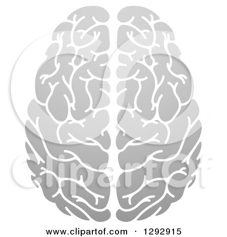 Clipart of a Gradient Grayscale Human Brain - Royalty Free Vector Illustration by AtStockIllustration