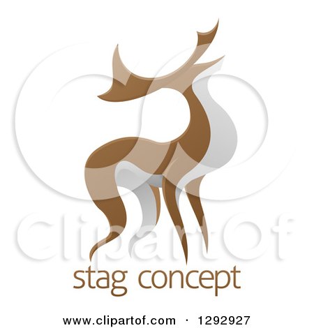 Clipart of an Alert Stag Deer Buck over Sample Text - Royalty Free Vector Illustration by AtStockIllustration
