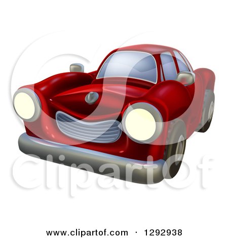 Clipart of a Vintage Cartoon Red Car - Royalty Free Vector Illustration by AtStockIllustration
