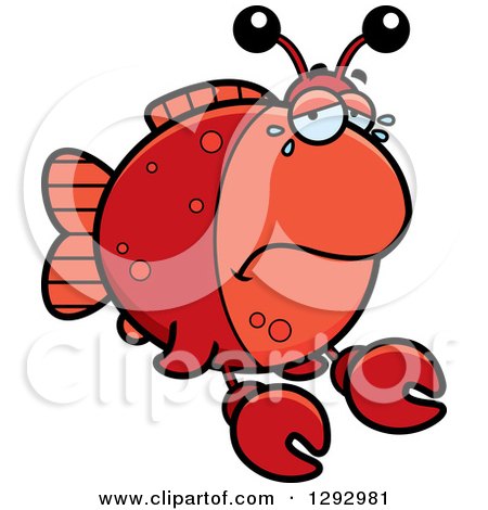 Clipart of a Cartoon Sad Crying Imitation Crab Fish - Royalty Free Vector Illustration by Cory Thoman