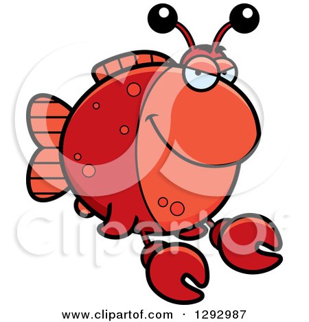 Clipart of a Cartoon Sly Imitation Crab Fish - Royalty Free Vector Illustration by Cory Thoman