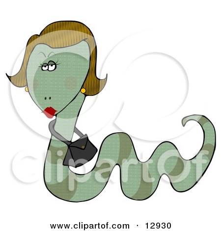 Sexy Female Snake With a Purse Around Her Body Clipart Illustration by djart
