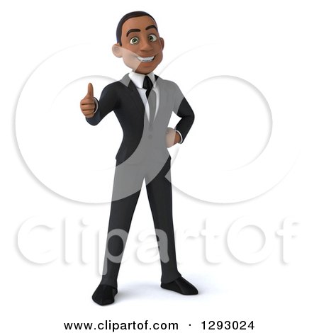 Clipart of a 3d Happy Young Black Businessman Giving a Thumb up - Royalty Free Illustration by Julos