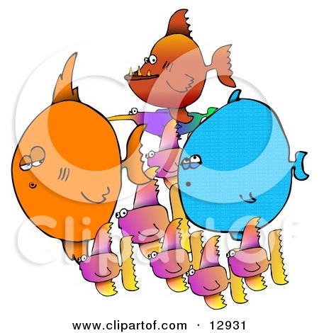 Colorful School of Mixed Tropical Fish Clipart Illustration by djart