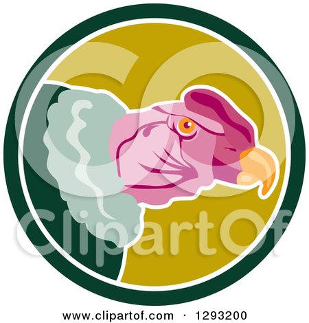 Clipart of a Condor Head in a Green and White Circle - Royalty Free Vector Illustration by patrimonio