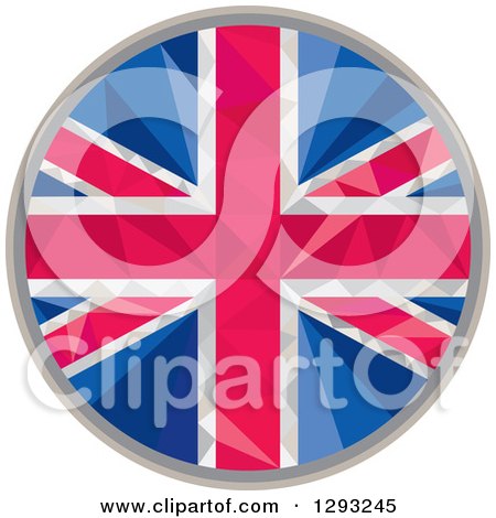 Clipart of a Low Polygon Geometric Union Jack Flag Circle - Royalty Free Vector Illustration by patrimonio