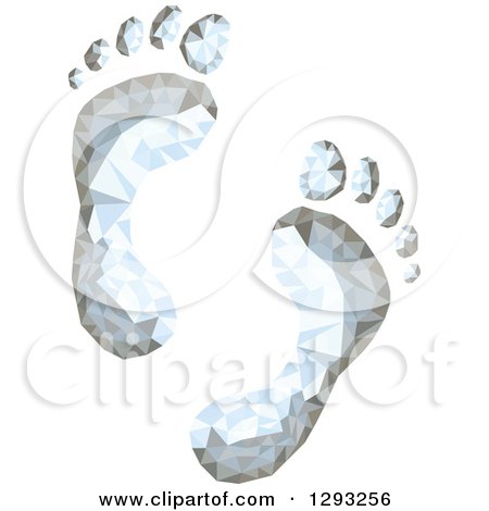 Clipart of Low Polygon Geometric Foot Prints - Royalty Free Vector Illustration by patrimonio