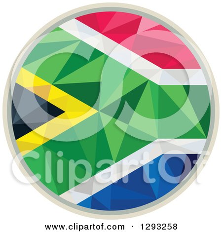 Clipart of a Low Polygon Geometric South African Flag Circle - Royalty Free Vector Illustration by patrimonio
