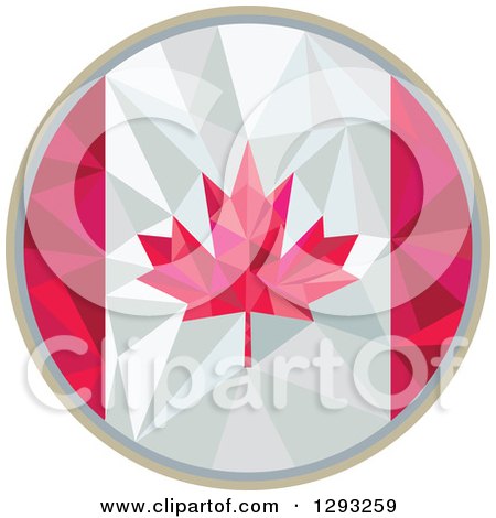 Clipart of a Low Polygon Geometric Canadian Flag Circle - Royalty Free Vector Illustration by patrimonio