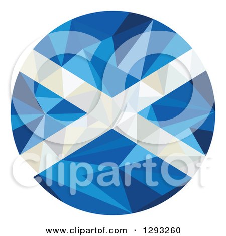 Clipart of a Low Polygon Geometric Scottish Flag Circle - Royalty Free Vector Illustration by patrimonio