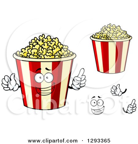 Clipart of a Face, Hands and Popcorn Buckets - Royalty Free Vector Illustration by Vector Tradition SM