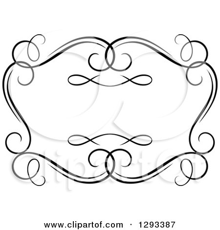 Clipart of a Black and White Ornate Rectangle Swirl Frame 12 - Royalty Free Vector Illustration by Vector Tradition SM