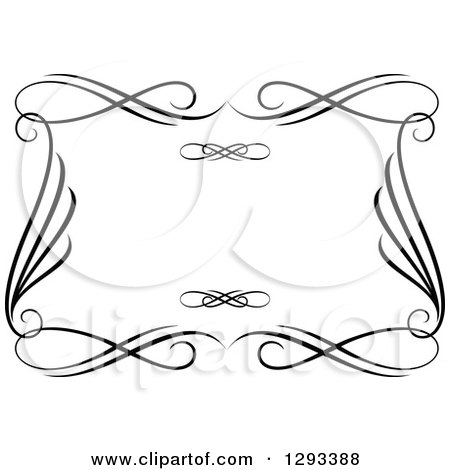 Clipart of a Black and White Ornate Rectangle Swirl Frame 13 - Royalty Free Vector Illustration by Vector Tradition SM