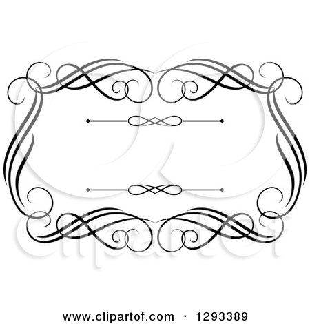 Clipart of a Black and White Ornate Rectangle Swirl Frame 14 - Royalty Free Vector Illustration by Vector Tradition SM