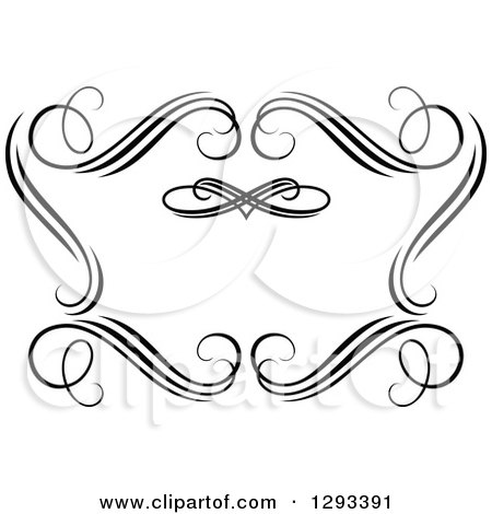 Clipart of a Black and White Ornate Swirl Frame 2 - Royalty Free Vector Illustration by Vector Tradition SM