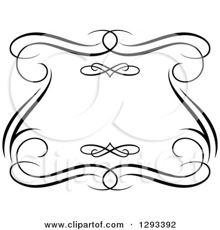 Clipart of a Black and White Ornate Swirl Frame 3 - Royalty Free Vector Illustration by Vector Tradition SM
